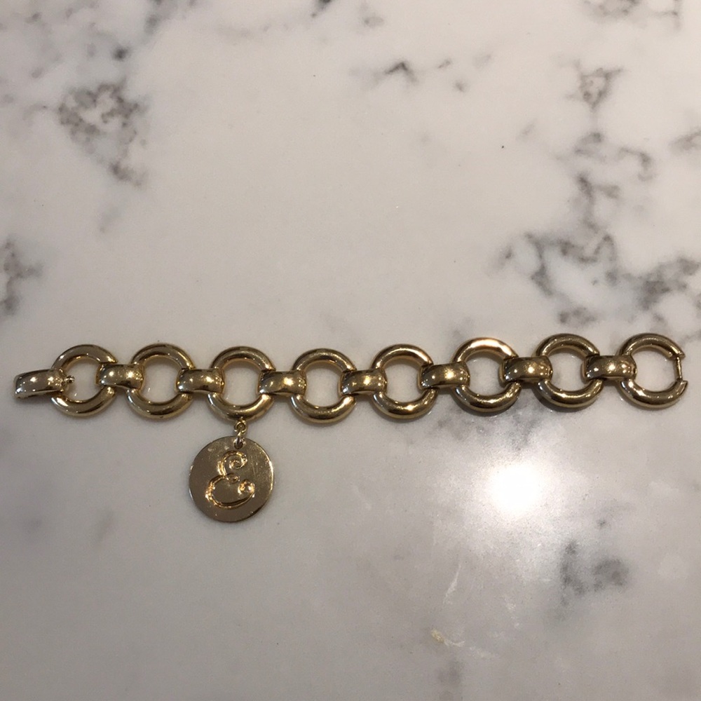 Gold Initial “E” Charm Bracelet